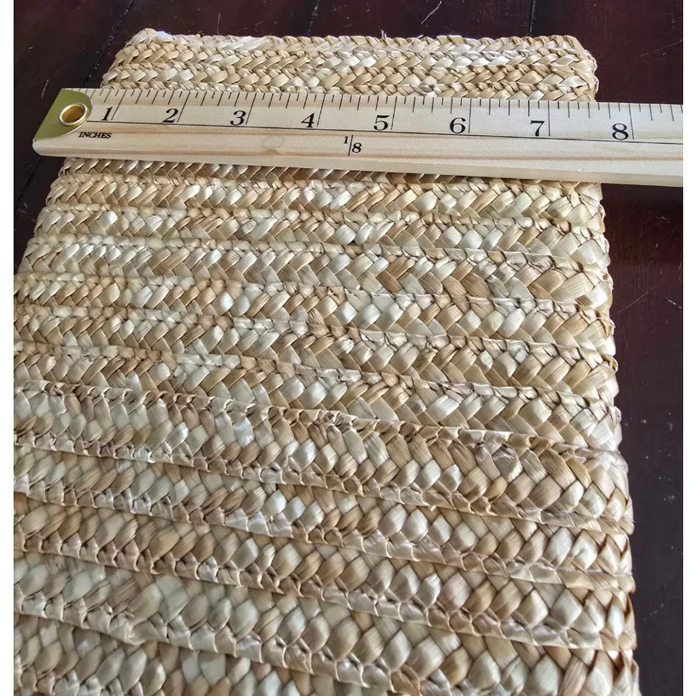 Women's Vintage Beige Summer Straw Clutch with Multi-color Pom Poms, One Size